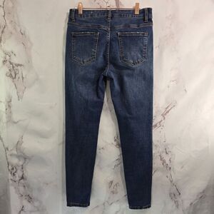 Popsugar Jeans Womens 10 High Rise Skinny Crop Denim Dark Medium Wash